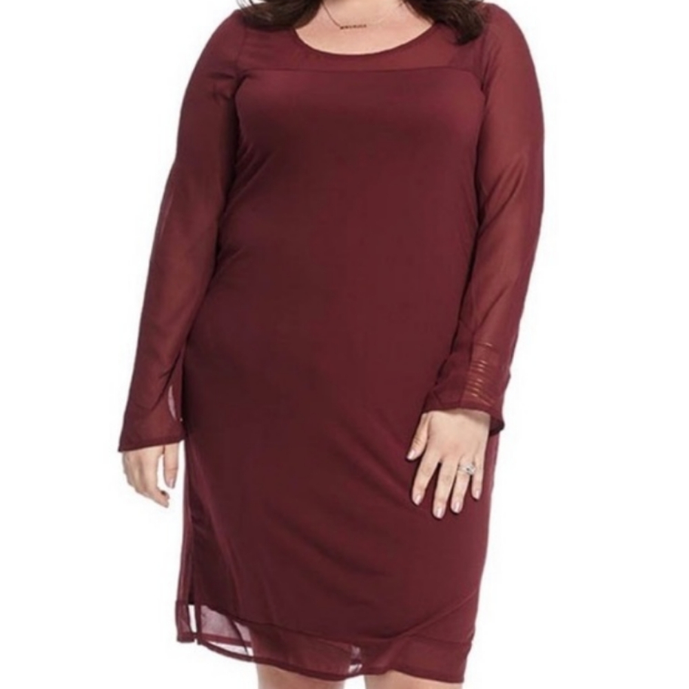 👠Host Pick👠 NWOT JUNAROSE Paprika Chiffon-Overlay Knee-Length Shift Dress